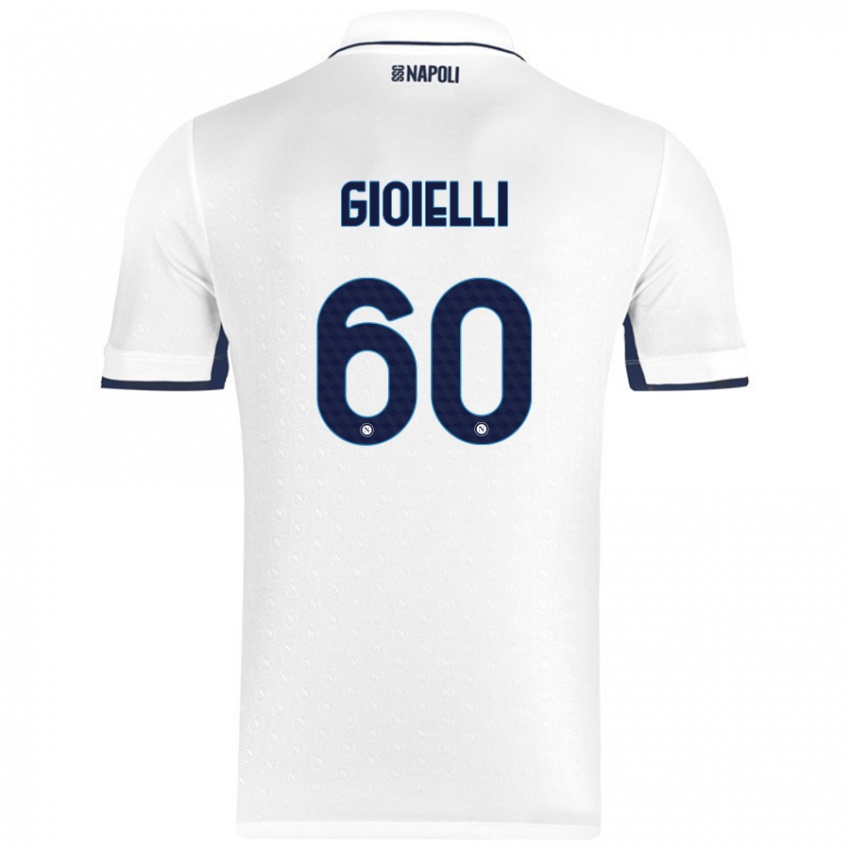 Hombre Camiseta Francesco Gioielli #60 Blanco Azul Real 2ª Equipación 2024/25 La Camisa Argentina