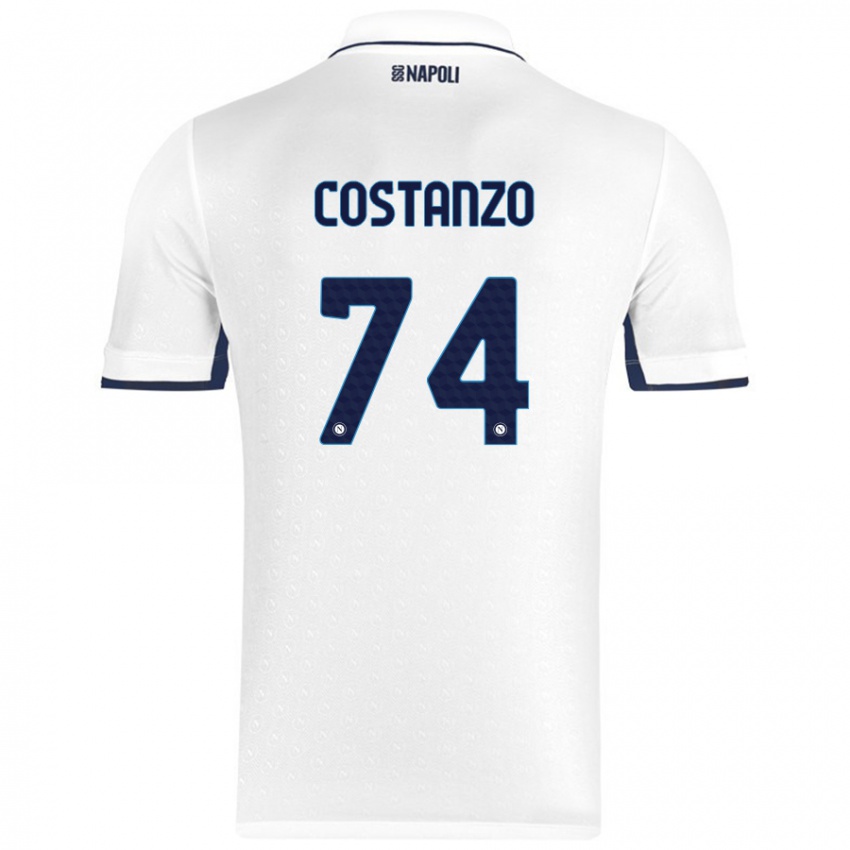 Hombre Camiseta Davide Costanzo #74 Blanco Azul Real 2ª Equipación 2024/25 La Camisa Argentina