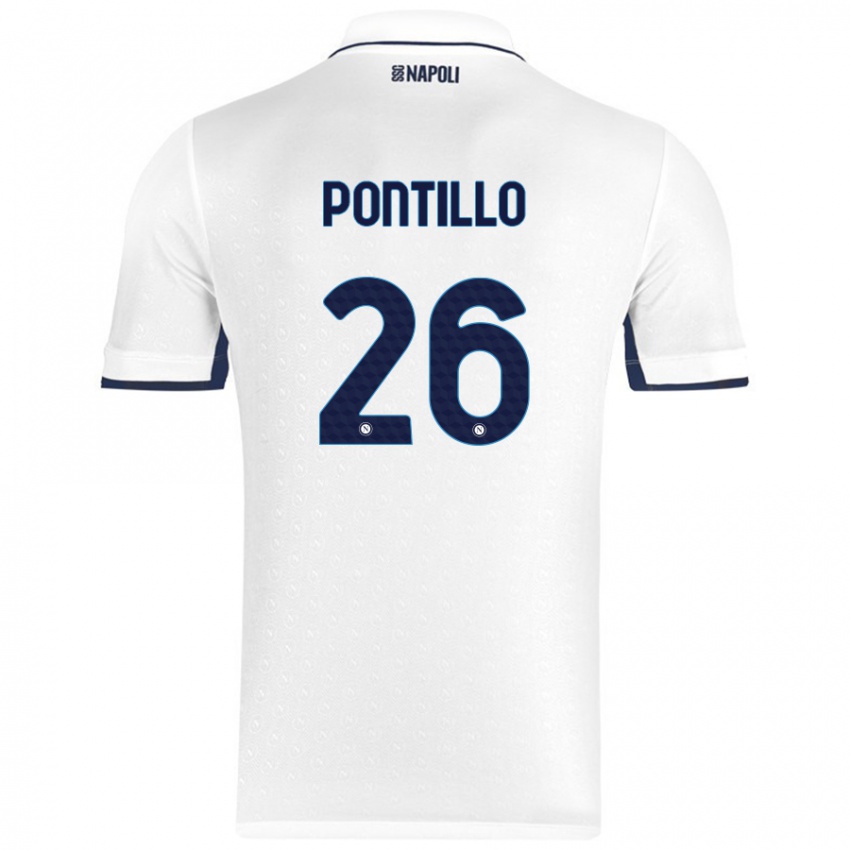 Hombre Camiseta Pasquale Pontillo #26 Blanco Azul Real 2ª Equipación 2024/25 La Camisa Argentina