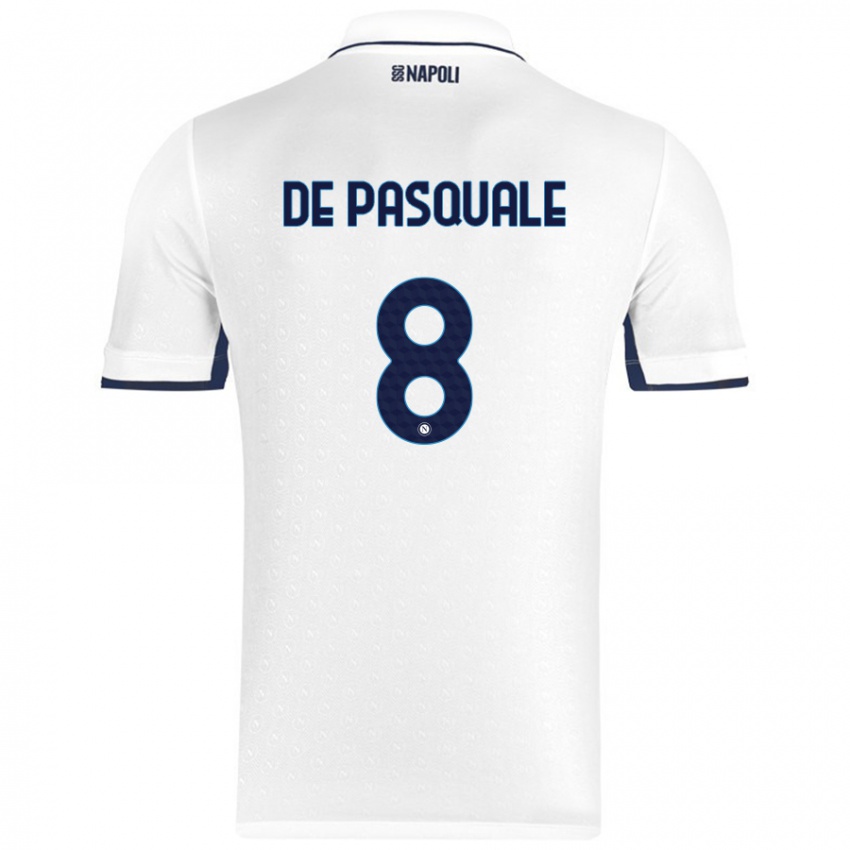 Hombre Camiseta Dylan De Pasquale #8 Blanco Azul Real 2ª Equipación 2024/25 La Camisa Argentina