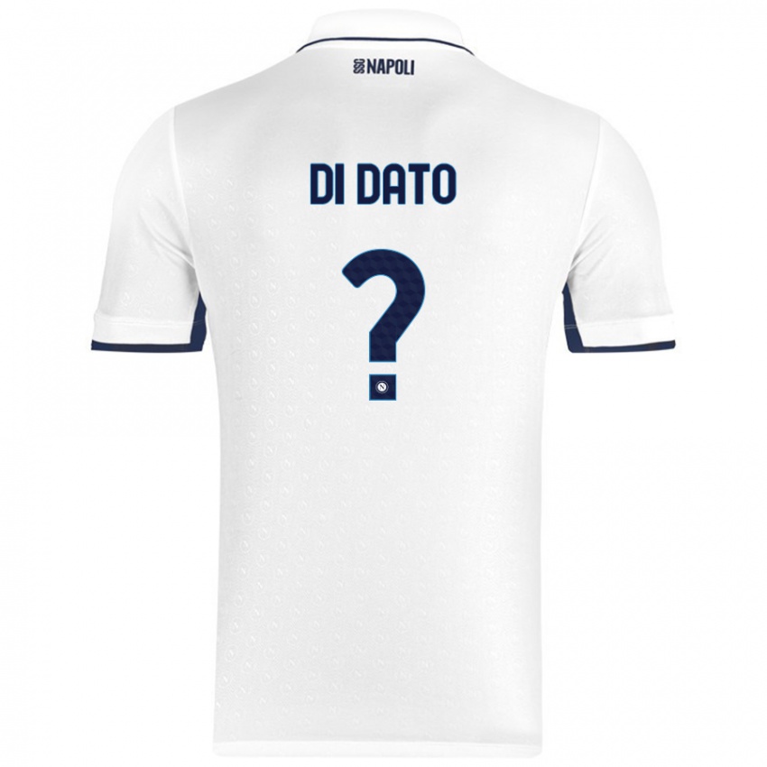 Hombre Camiseta Vincenzo Di Dato #0 Blanco Azul Real 2ª Equipación 2024/25 La Camisa Argentina