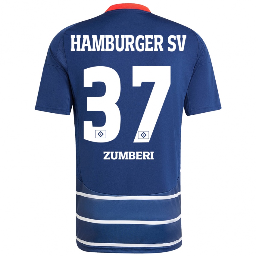 Hombre Camiseta Valon Zumberi #37 Azul Oscuro 2ª Equipación 2024/25 La Camisa Argentina