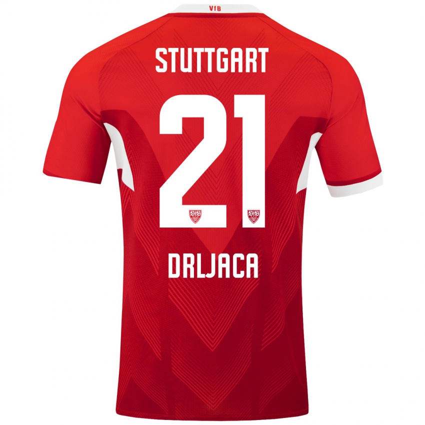 Hombre Camiseta Stefan Drljaca #21 Rojo Blanco 2ª Equipación 2024/25 La Camisa Argentina