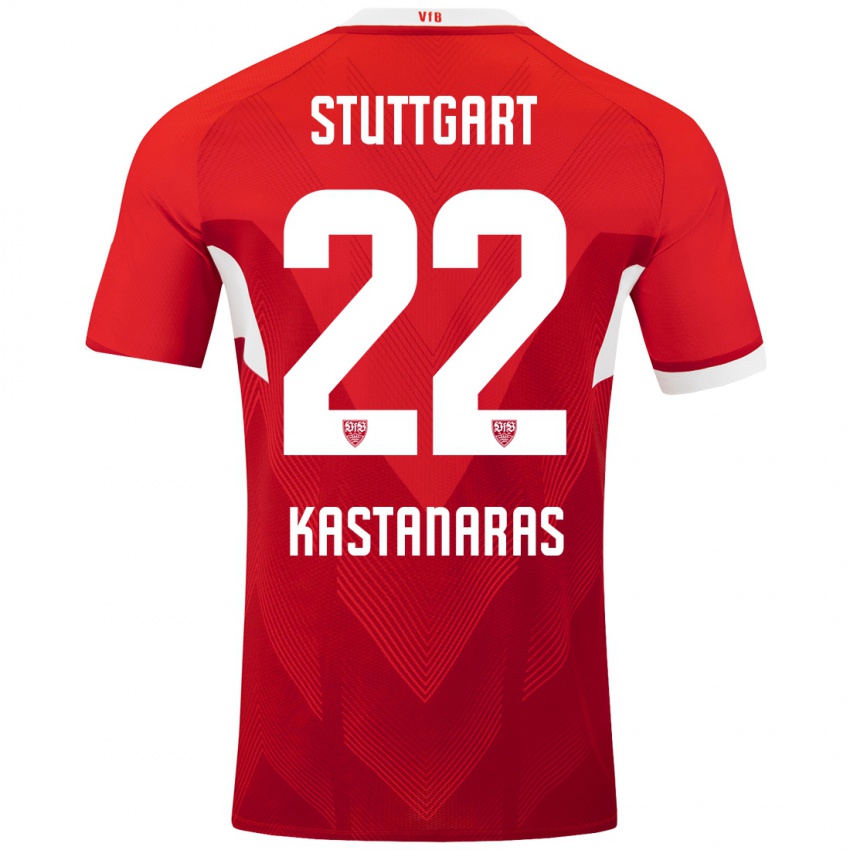 Hombre Camiseta Thomas Kastanaras #22 Rojo Blanco 2ª Equipación 2024/25 La Camisa Argentina