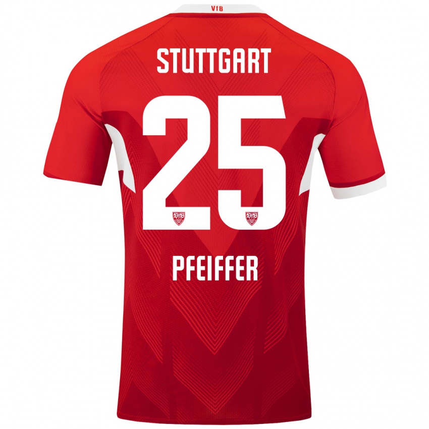 Hombre Camiseta Luca Pfeiffer #25 Rojo Blanco 2ª Equipación 2024/25 La Camisa Argentina