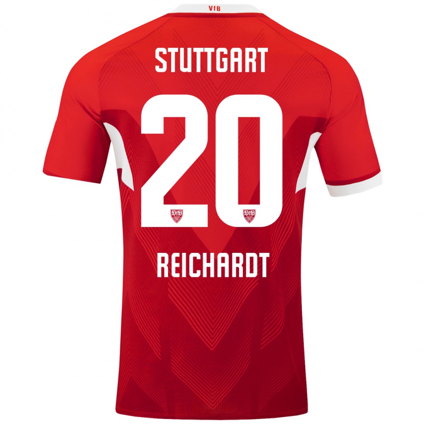 Hombre Camiseta Leon Reichardt #20 Rojo Blanco 2ª Equipación 2024/25 La Camisa Argentina