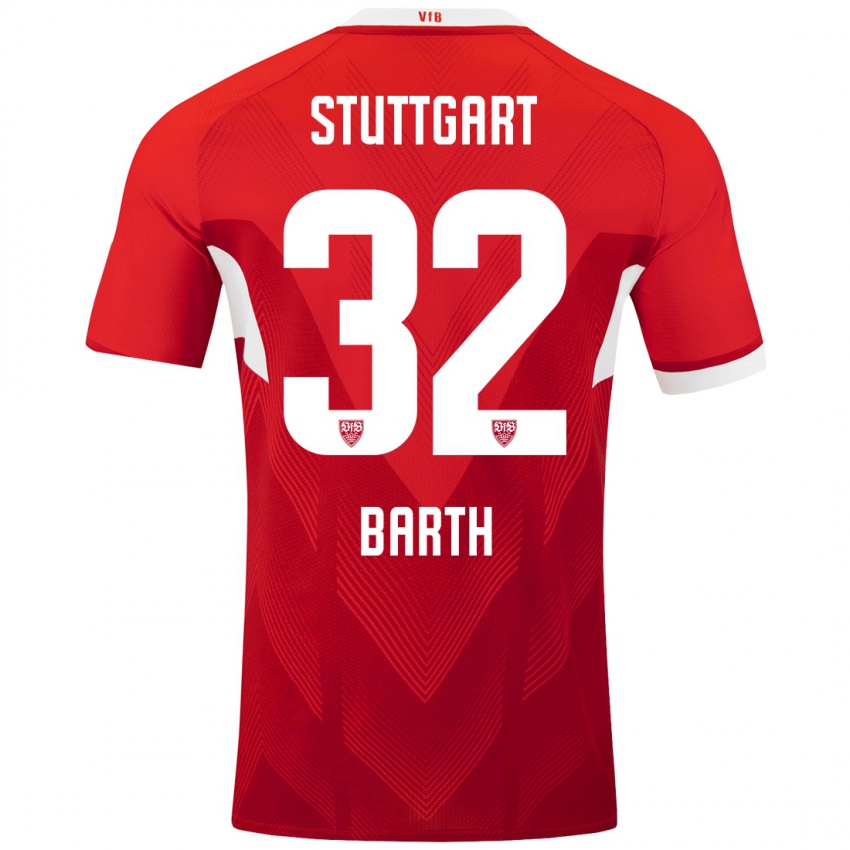 Hombre Camiseta Tom Barth #32 Rojo Blanco 2ª Equipación 2024/25 La Camisa Argentina