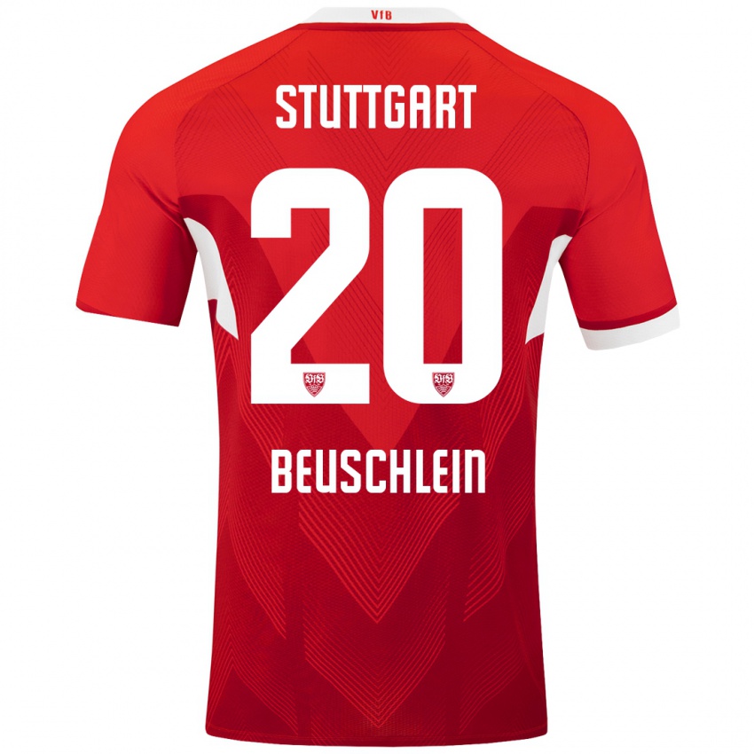 Hombre Camiseta Jana Beuschlein #20 Rojo Blanco 2ª Equipación 2024/25 La Camisa Argentina