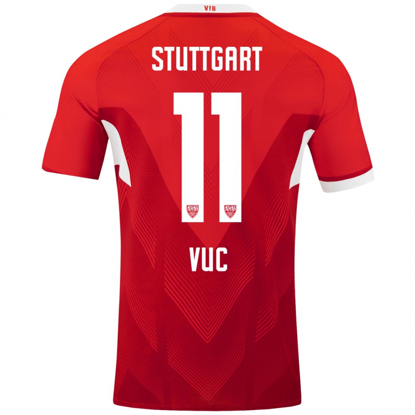 Hombre Camiseta Patrick Vuc #11 Rojo Blanco 2ª Equipación 2024/25 La Camisa Argentina