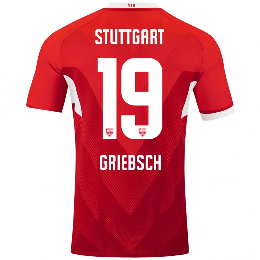 Hombre Camiseta Lukas Griebsch #19 Rojo Blanco 2ª Equipación 2024/25 La Camisa Argentina