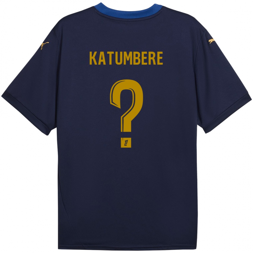 Hombre Camiseta Noah Katumbere #0 Azul Marino Dorado 2ª Equipación 2024/25 La Camisa Argentina