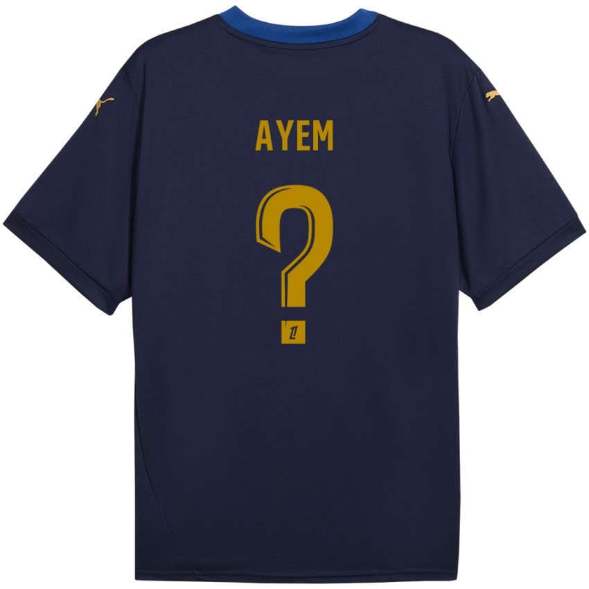 Hombre Camiseta Grégory Ayem #0 Azul Marino Dorado 2ª Equipación 2024/25 La Camisa Argentina