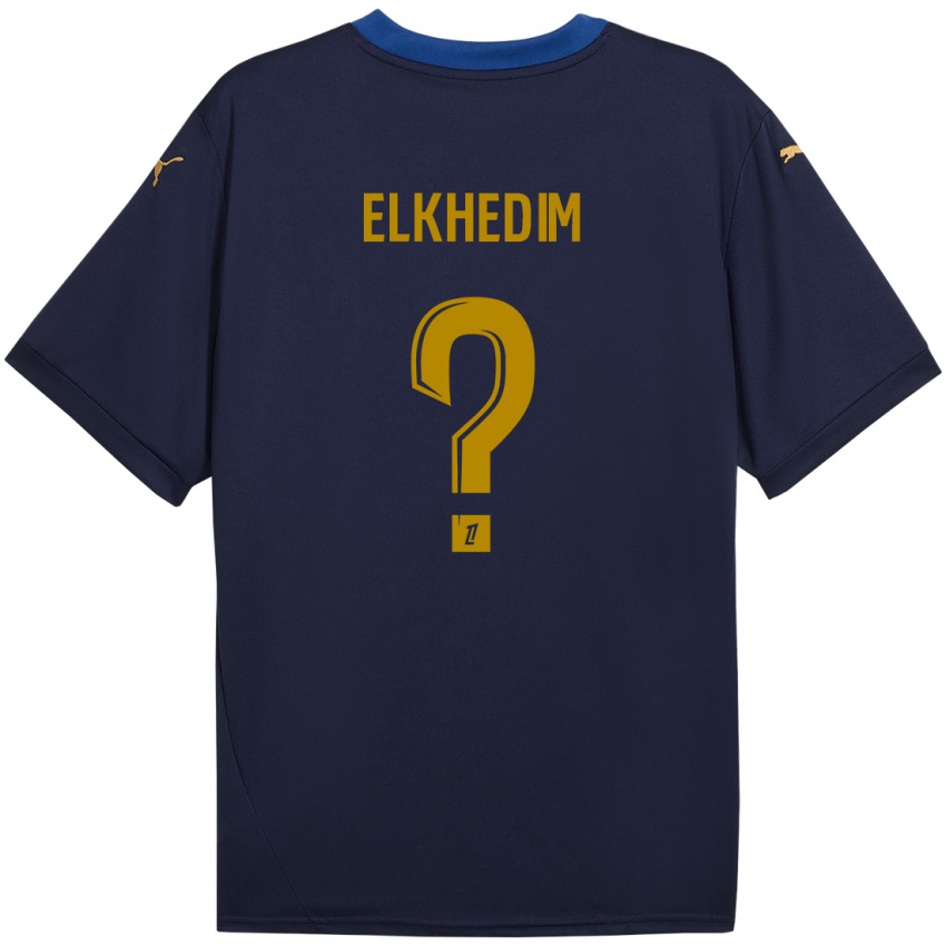 Hombre Camiseta Abdenoor Elkhedim #0 Azul Marino Dorado 2ª Equipación 2024/25 La Camisa Argentina