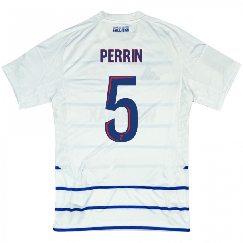 Hombre Camiseta Lucas Perrin #5 Blanco Azul 2ª Equipación 2024/25 La Camisa Argentina