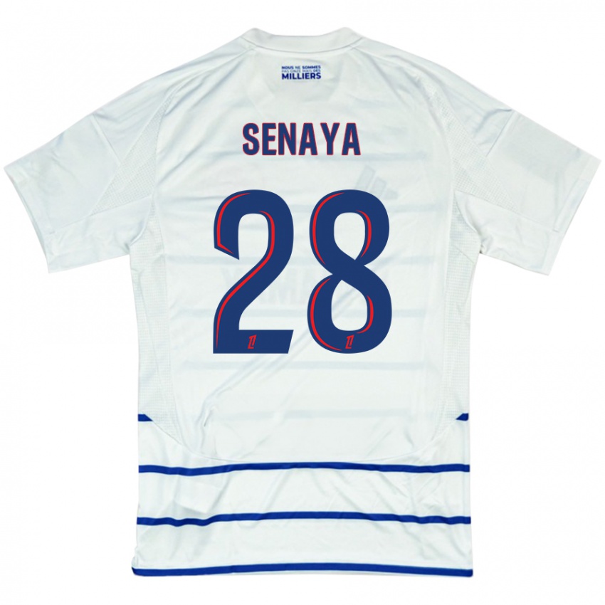 Hombre Camiseta Marvin Senaya #28 Blanco Azul 2ª Equipación 2024/25 La Camisa Argentina