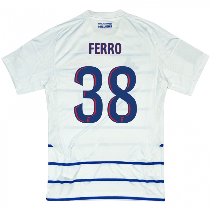 Hombre Camiseta Nolan Ferro #38 Blanco Azul 2ª Equipación 2024/25 La Camisa Argentina