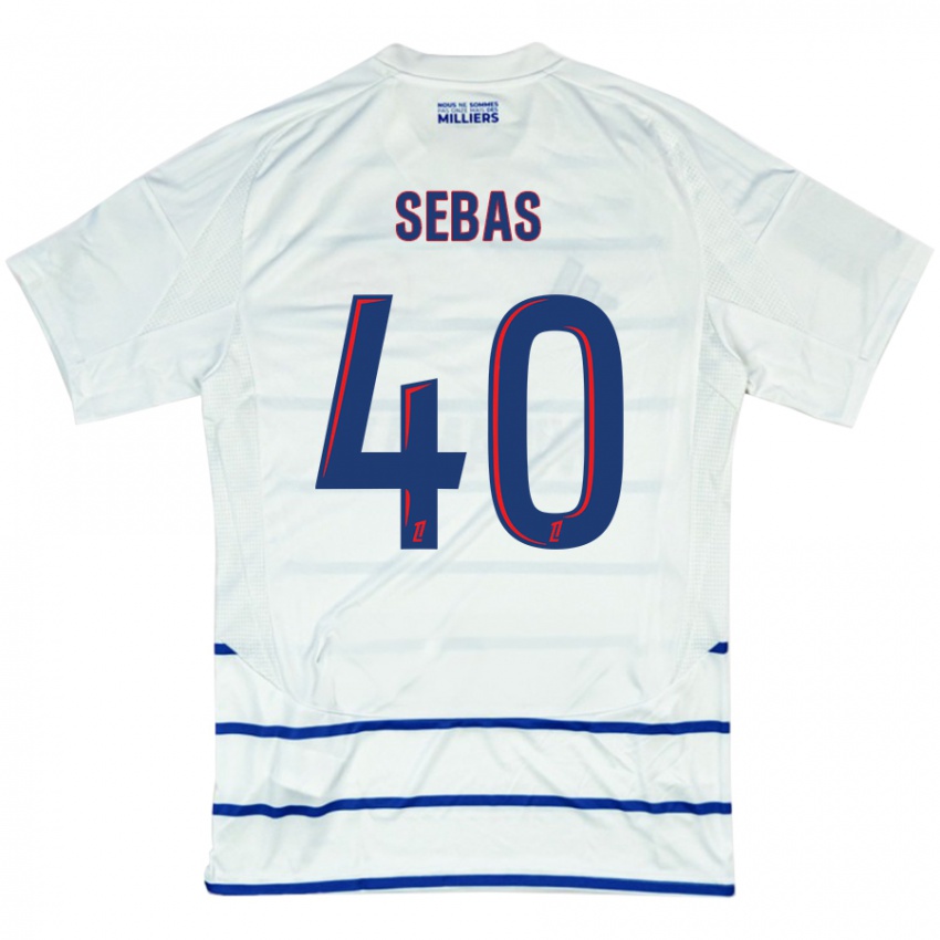 Hombre Camiseta Jérémy Sebas #40 Blanco Azul 2ª Equipación 2024/25 La Camisa Argentina