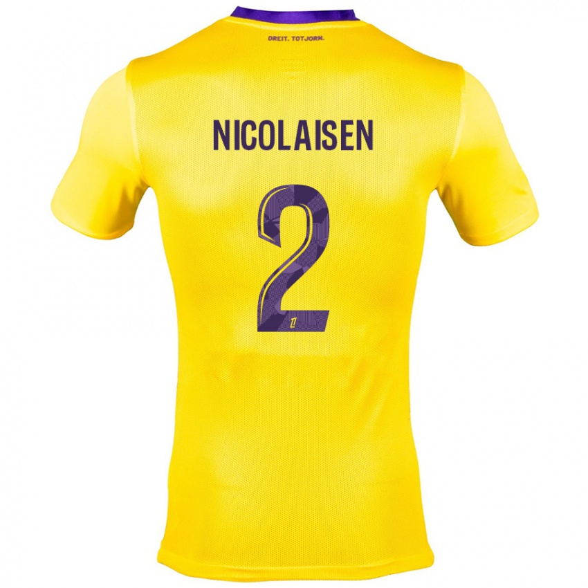 Hombre Camiseta Rasmus Nicolaisen #2 Amarillo Morado 2ª Equipación 2024/25 La Camisa Argentina