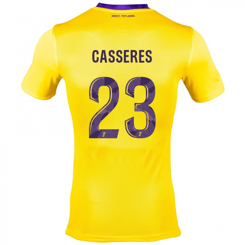 Hombre Camiseta Cristian Cásseres Jr. #23 Amarillo Morado 2ª Equipación 2024/25 La Camisa Argentina