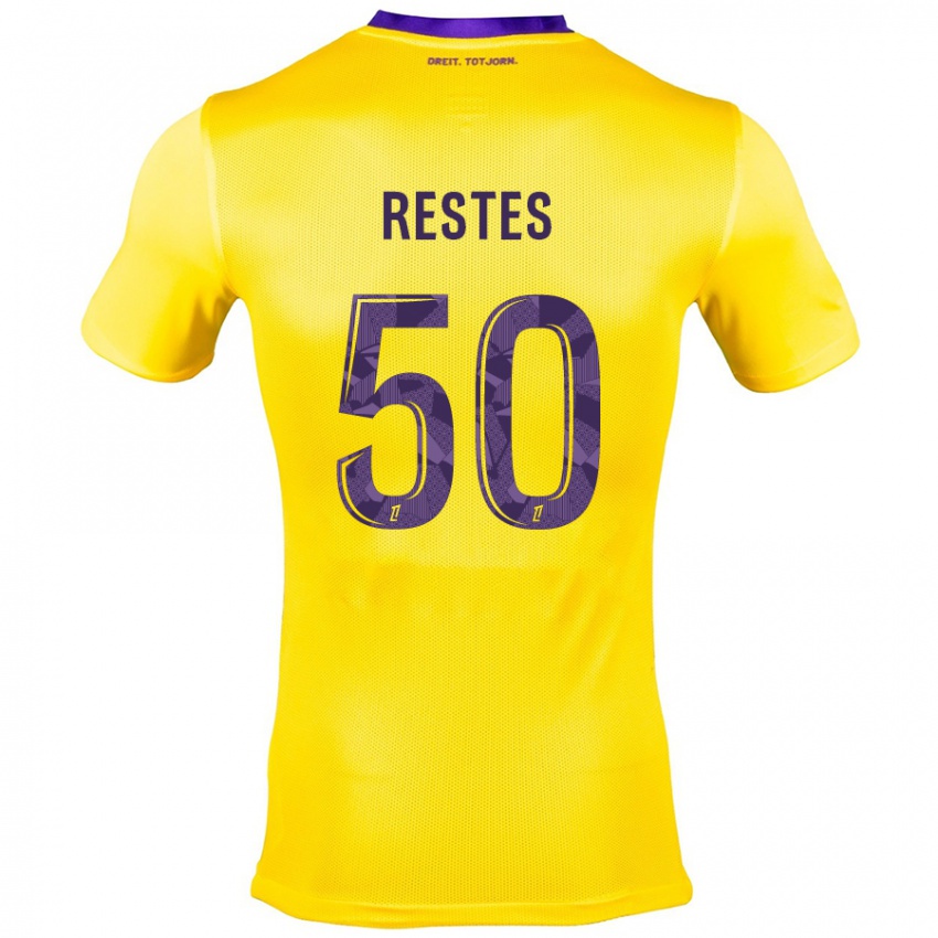 Hombre Camiseta Guillaume Restes #50 Amarillo Morado 2ª Equipación 2024/25 La Camisa Argentina