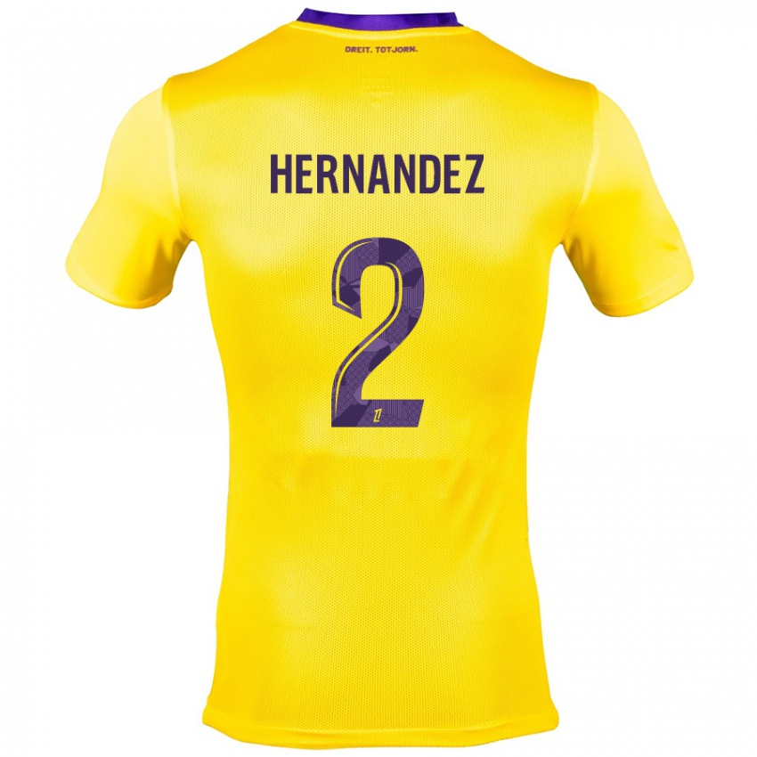 Hombre Camiseta Lucie Hernandez #2 Amarillo Morado 2ª Equipación 2024/25 La Camisa Argentina