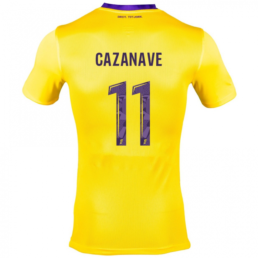 Hombre Camiseta Julie Cazanave #11 Amarillo Morado 2ª Equipación 2024/25 La Camisa Argentina