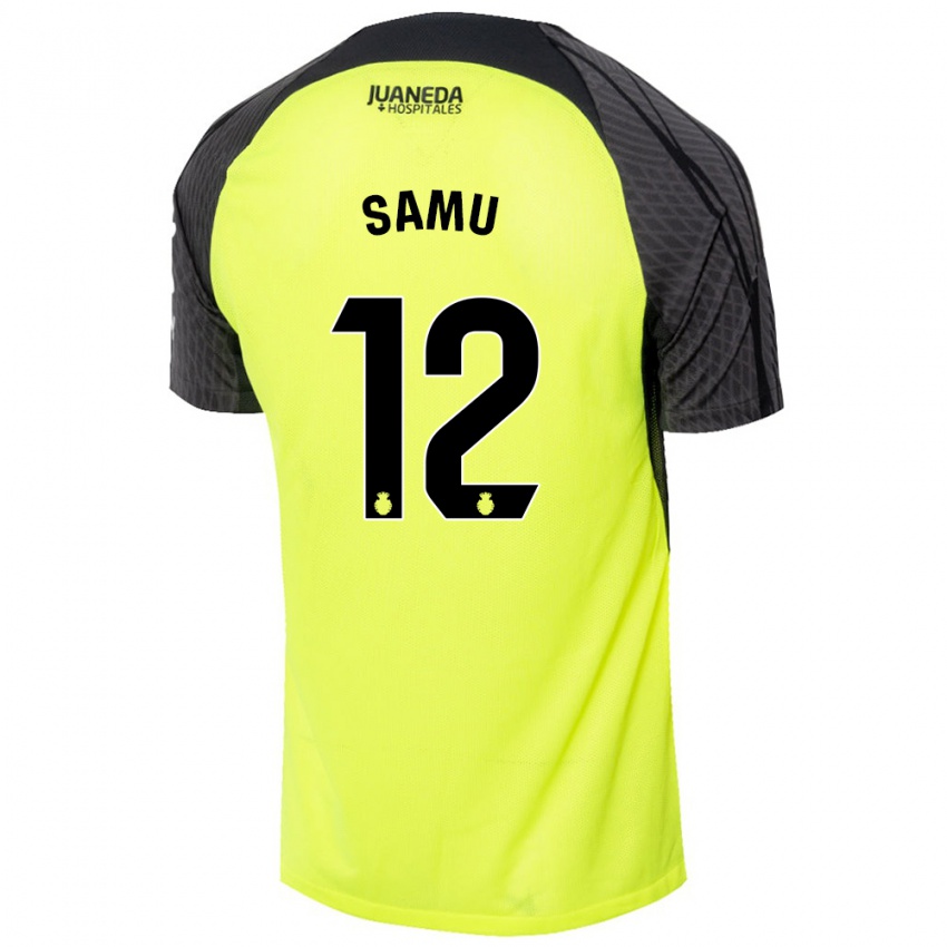 Hombre Camiseta Samú Costa #12 Verde Fluorescente Negro 2ª Equipación 2024/25 La Camisa Argentina