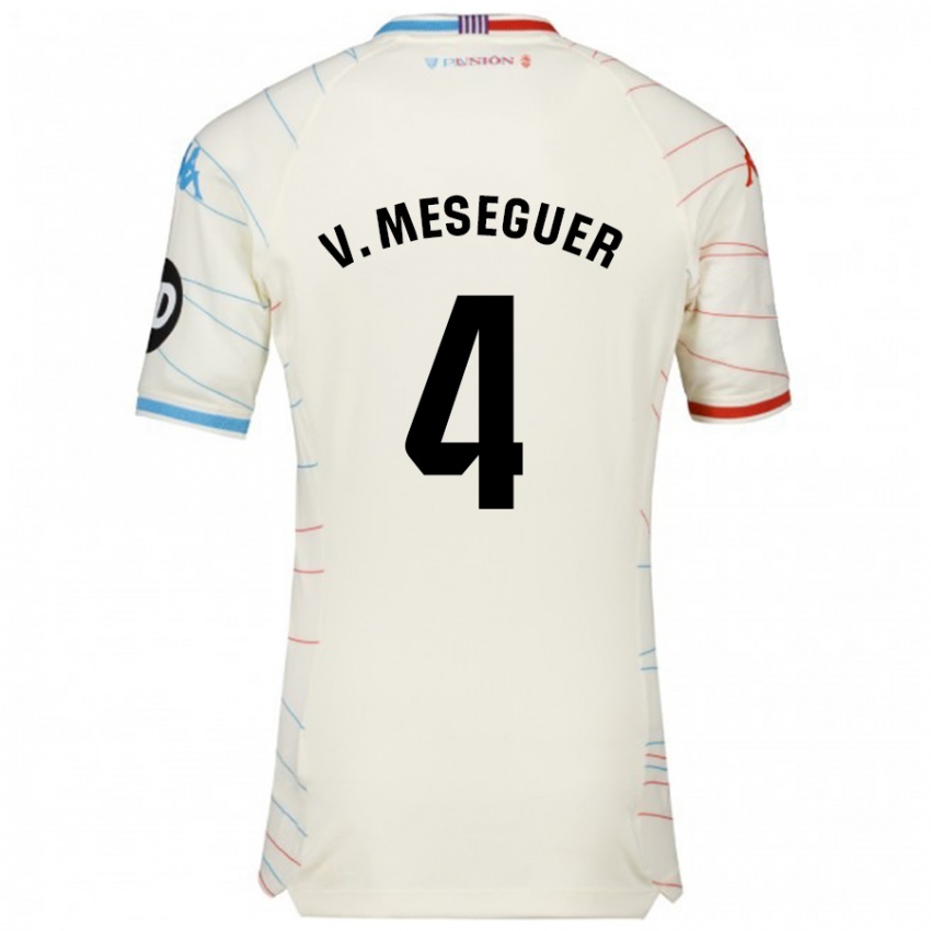 Hombre Camiseta Víctor Meseguer #4 Blanco Rojo Azul 2ª Equipación 2024/25 La Camisa Argentina