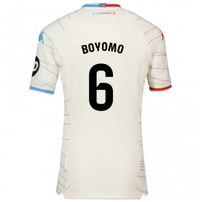 Hombre Camiseta Enzo Boyomo #6 Blanco Rojo Azul 2ª Equipación 2024/25 La Camisa Argentina