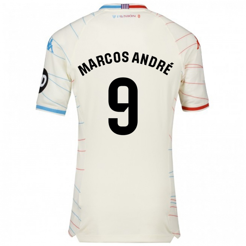 Hombre Camiseta Marcos André #9 Blanco Rojo Azul 2ª Equipación 2024/25 La Camisa Argentina