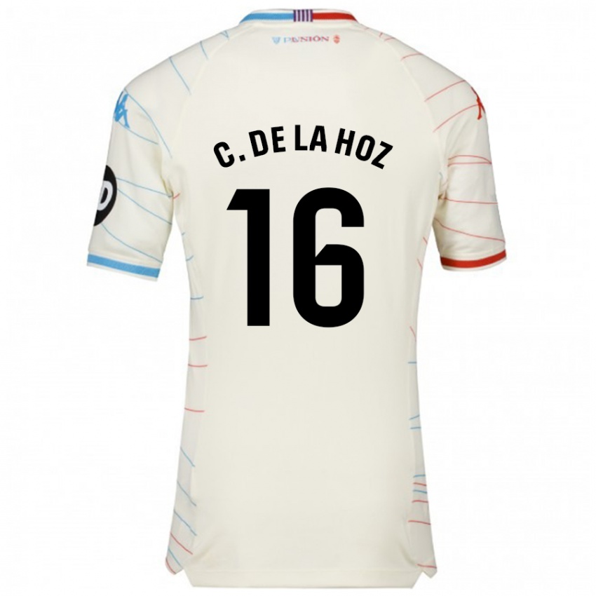 Hombre Camiseta César De La Hoz #16 Blanco Rojo Azul 2ª Equipación 2024/25 La Camisa Argentina