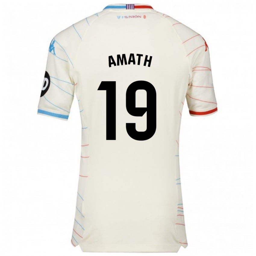 Hombre Camiseta Amath Ndiaye #19 Blanco Rojo Azul 2ª Equipación 2024/25 La Camisa Argentina