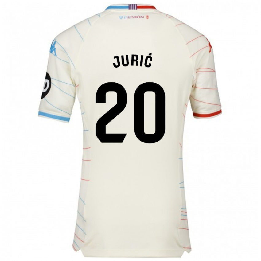 Hombre Camiseta Stanko Juric #20 Blanco Rojo Azul 2ª Equipación 2024/25 La Camisa Argentina