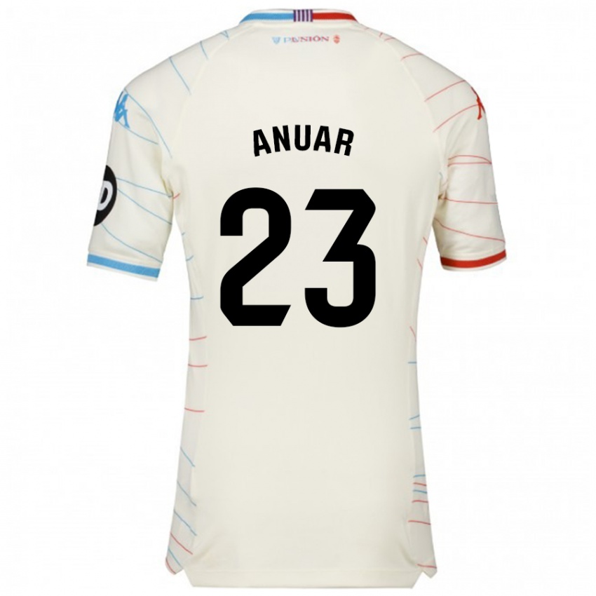 Hombre Camiseta Anuar #23 Blanco Rojo Azul 2ª Equipación 2024/25 La Camisa Argentina