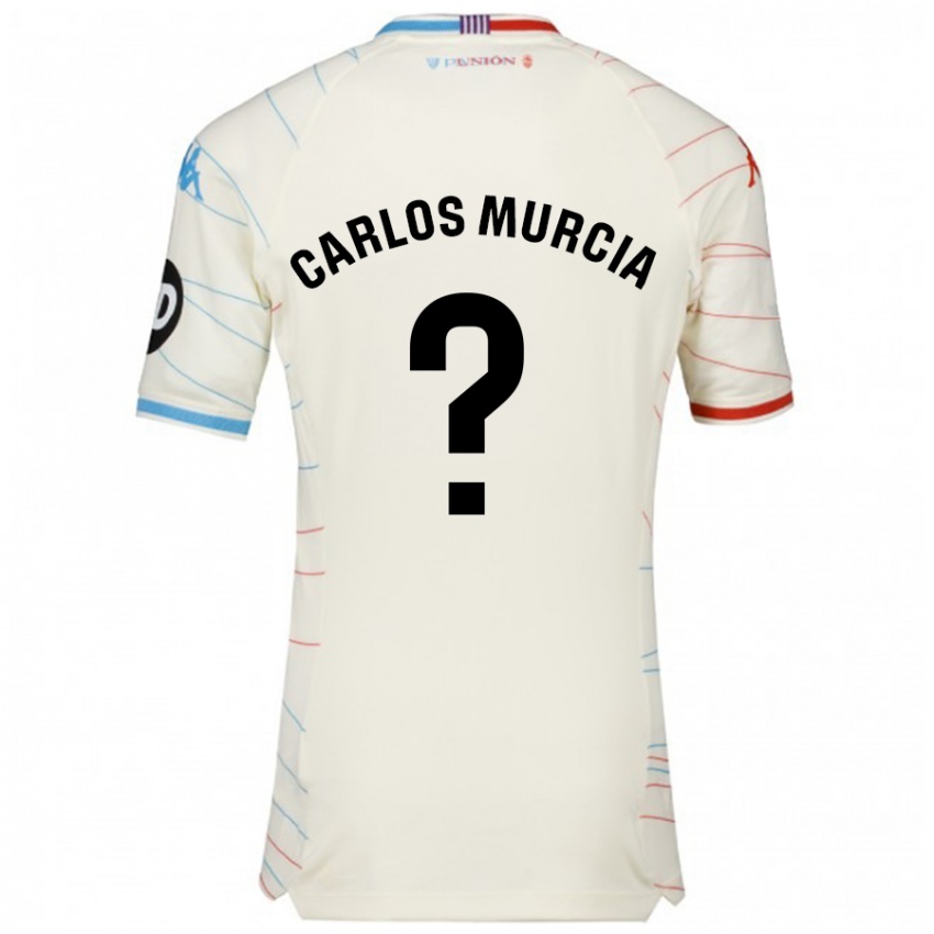 Hombre Camiseta Juan Carlos Murcia #0 Blanco Rojo Azul 2ª Equipación 2024/25 La Camisa Argentina