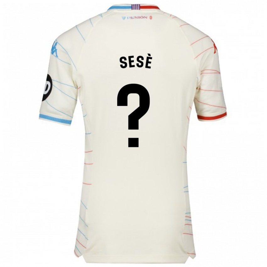 Hombre Camiseta Mario Sesè #0 Blanco Rojo Azul 2ª Equipación 2024/25 La Camisa Argentina