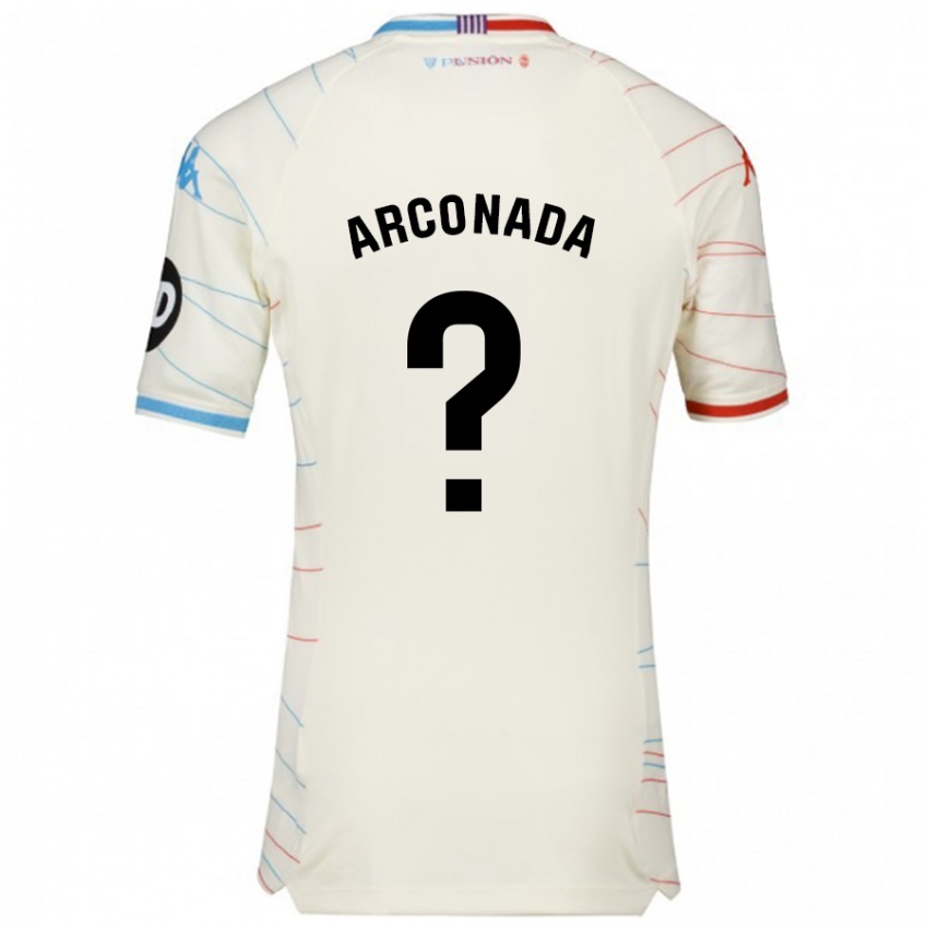 Hombre Camiseta Diego Arconada #0 Blanco Rojo Azul 2ª Equipación 2024/25 La Camisa Argentina