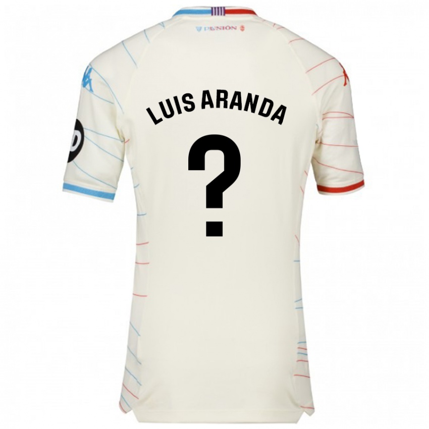 Hombre Camiseta José Luis Aranda #0 Blanco Rojo Azul 2ª Equipación 2024/25 La Camisa Argentina