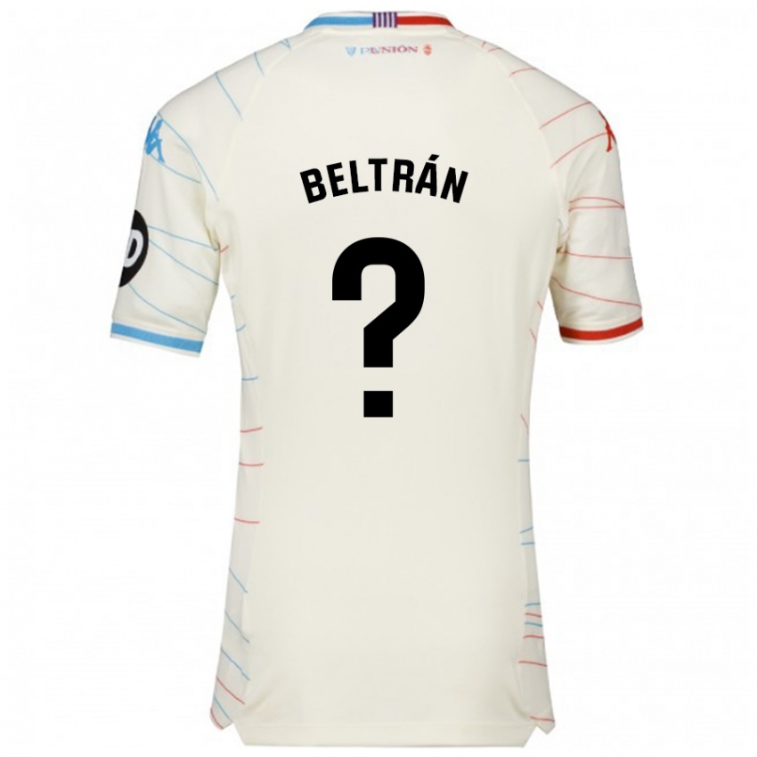 Hombre Camiseta Marco Beltrán #0 Blanco Rojo Azul 2ª Equipación 2024/25 La Camisa Argentina