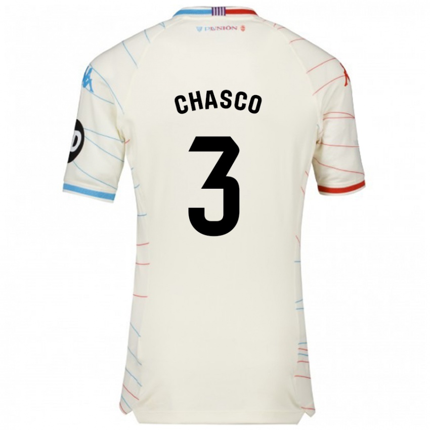 Hombre Camiseta Raúl Chasco #3 Blanco Rojo Azul 2ª Equipación 2024/25 La Camisa Argentina