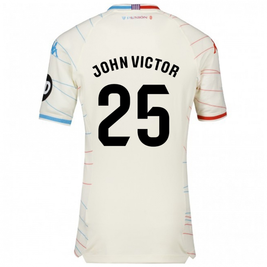 Hombre Camiseta John Victor #25 Blanco Rojo Azul 2ª Equipación 2024/25 La Camisa Argentina