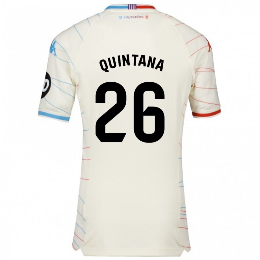 Hombre Camiseta Alberto Quintana #26 Blanco Rojo Azul 2ª Equipación 2024/25 La Camisa Argentina