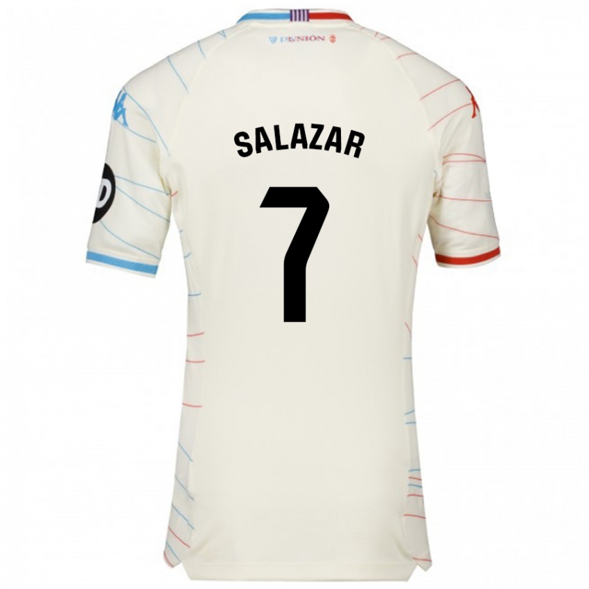 Hombre Camiseta Israel Salazar #7 Blanco Rojo Azul 2ª Equipación 2024/25 La Camisa Argentina