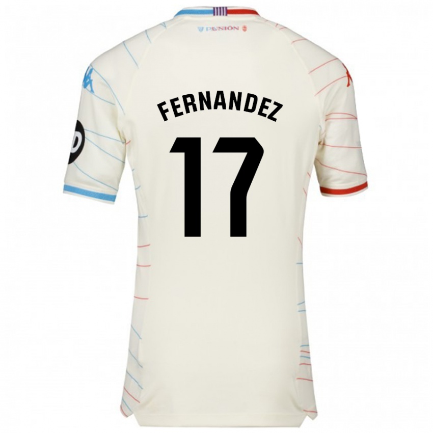 Hombre Camiseta Dani Fernández #17 Blanco Rojo Azul 2ª Equipación 2024/25 La Camisa Argentina