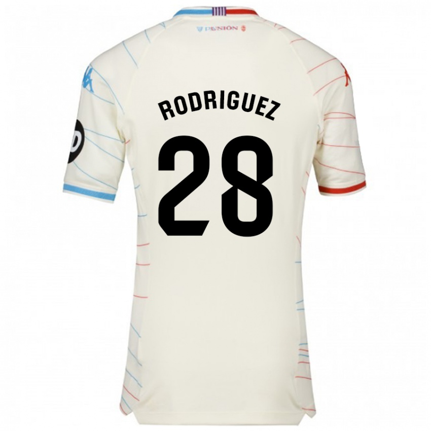 Hombre Camiseta Yago Rodríguez #28 Blanco Rojo Azul 2ª Equipación 2024/25 La Camisa Argentina