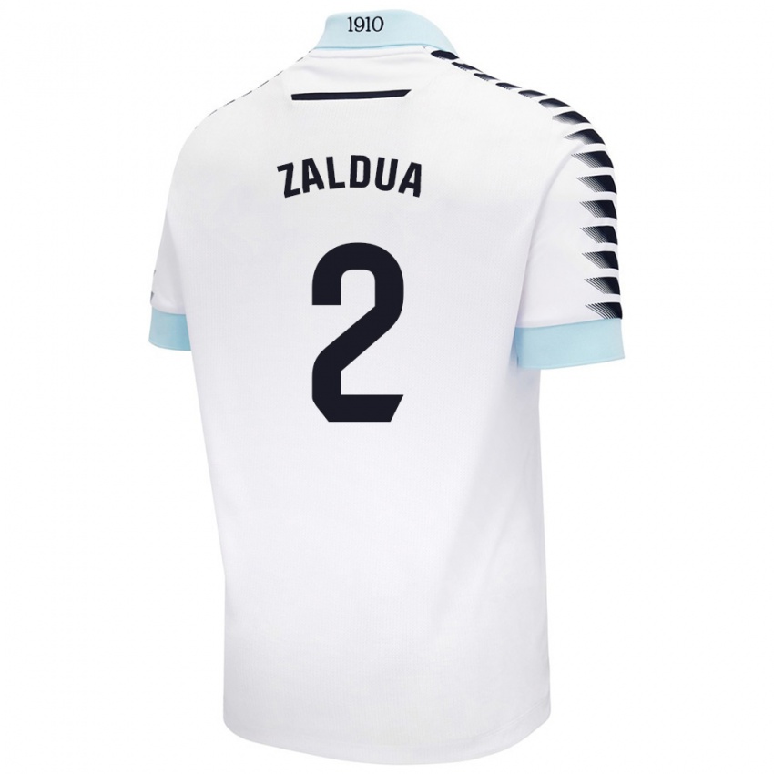 Hombre Camiseta Joseba Zaldua #2 Blanco Azul 2ª Equipación 2024/25 La Camisa Argentina