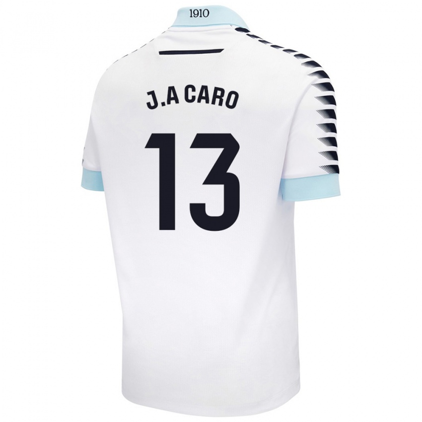 Hombre Camiseta José Antonio Caro #13 Blanco Azul 2ª Equipación 2024/25 La Camisa Argentina