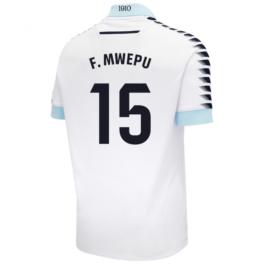 Hombre Camiseta Francisco Mwepu #15 Blanco Azul 2ª Equipación 2024/25 La Camisa Argentina