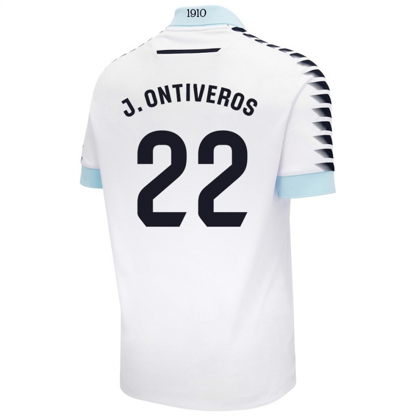 Hombre Camiseta Javi Ontiveros #22 Blanco Azul 2ª Equipación 2024/25 La Camisa Argentina