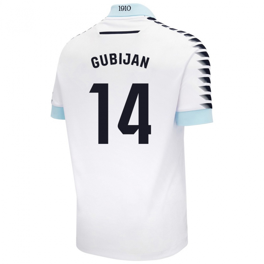 Hombre Camiseta Lovro Gubijan #14 Blanco Azul 2ª Equipación 2024/25 La Camisa Argentina